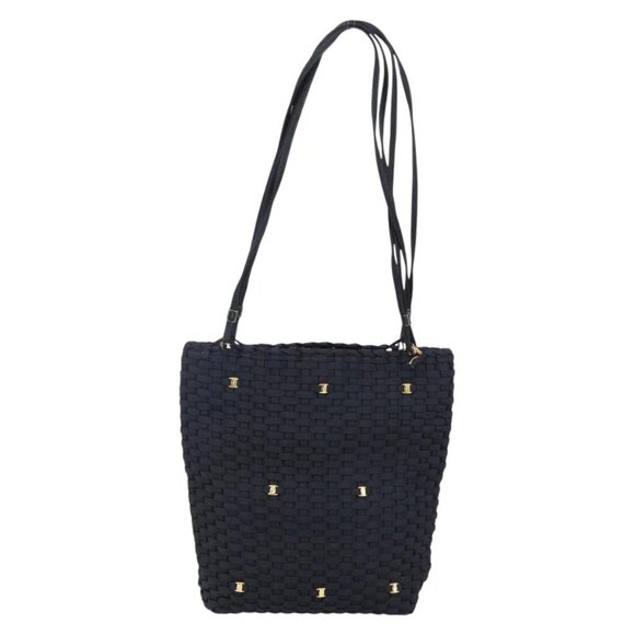 Salvatore Ferragamo Vala Shoulder Bag Nylon Black Gold Auth bs29122 - Picture 2 of 15